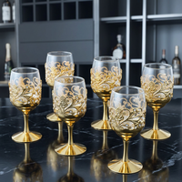 Ensemble de 6 verres à vin rouge en fer forgé de style européen classique, avec logo personnalisé changeant de couleur, idéal pour un cadeau de mariage