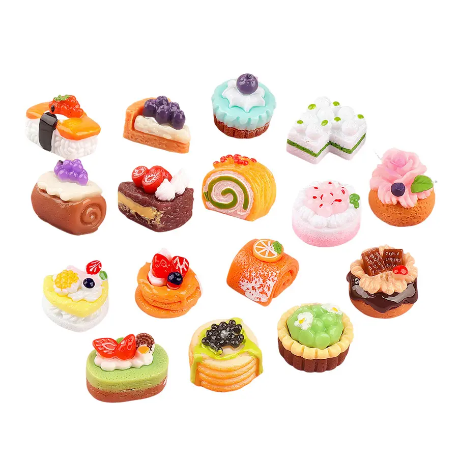 Nouvelle nourriture jouer maison de poupée cuisine dessert thème 3d gâteau aux fruits artificiels résine cabochon