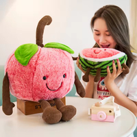 Aangepaste Kawaii Fruit Pluche Knuffel Zachte Gevulde Perzik Pluche Pop Schattig Lachende Kersen Speelgoed voor Verjaardagscadeau