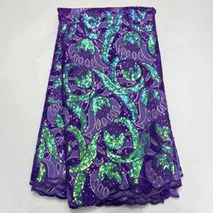 Precio tela de encaje suizo gasa Suiza africana la industria buen precio tela de encaje de ganchillo de algodón pluma con tela de encaje de lentejuelas - Product Image 1