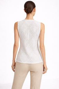 SHENGFU Design Originale Top in Pizzo Bianco per Donne, Elegante Camicetta Senza Maniche con Scollo a V e Laccetti, Lussuosa Blusa da Donna OEM - Product Image 2