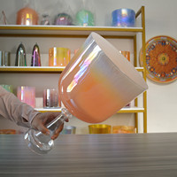 Bol chantant en cristal HF nacré orange dégradé pour bain sonore, guérison, méditation, yoga, calice alchimique en quartz