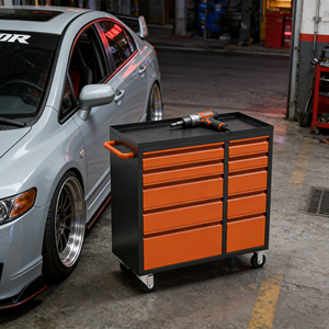 10 दराज उपकरण ट्रॉली स्टील उपकरण बॉक्स व्हील पर मोबाइल कार्यशाला भंडारण गाड़ी - Product Image 3