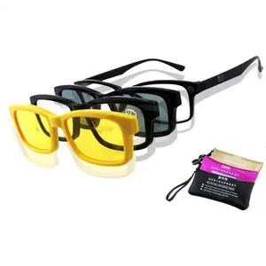 Women 4 in 1 Multifunction Magnetic Reading Glasses Men Clip on Sunglasses Night Vision Glasses