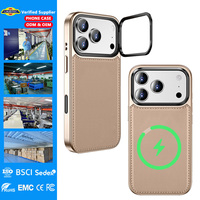Coque de téléphone en cuir électroplaqué de luxe faite à la main, compatible avec iPhone 15, 16, 17, 18 Pro Max, avec chargement magnétique sans fil – Approvisionnement en gros direct usine