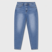 Jeans droits bleus taille haute pour femmes grandes tailles, coupe cheville, en denim, tailles US, OEM ODM