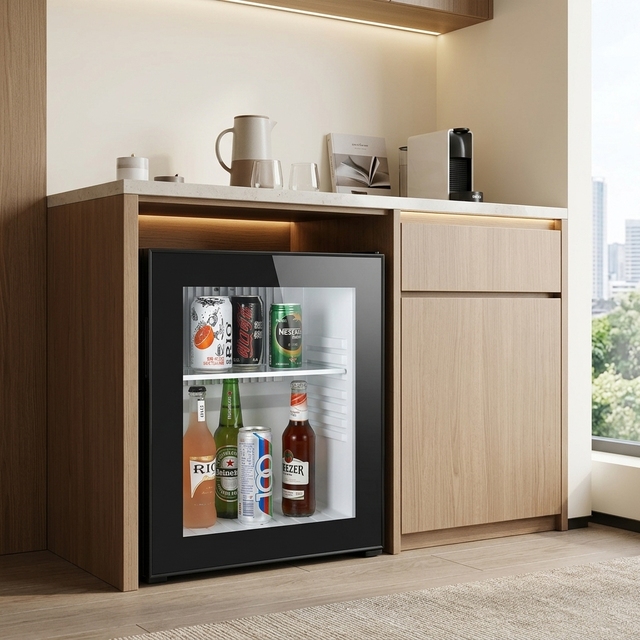 Luxury Compact Portable Mini bar Refrigerator No Noise Glass Door Mini Bedroom Fridge Car Mini Fridge for Home Outdoor Use