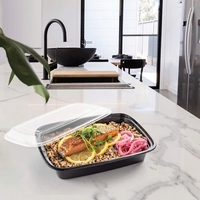 1000ml BPA-freie Bento-Lunchboxen, Einweg-Mahlzeitvorbereitungs-Lebensmittelbehälter mit Deckeln, Mikrowellengeeignet, Ohne Fächer