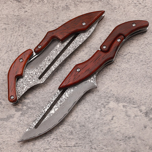 มีดพับเหล็กดามัสกัส Willia รุ่นใหม่ ใบมีดพับได้ ใช้สำหรับกิจกรรมกลางแจ้ง พกพาสะดวก เหมาะสำหรับการล่าสัตว์ในป่า พร้อมซองหนัง รับผลิตแบบ OEM และปรับแต่งได้ - Product Image 5
