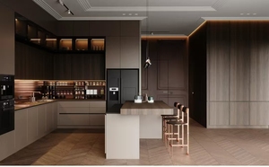 Cuisine modulaire noire tentante avec comptoir, meubles en bois modernes, durables et intelligents avec panneau en mélamine, cuisine sur mesure - Product Image 2