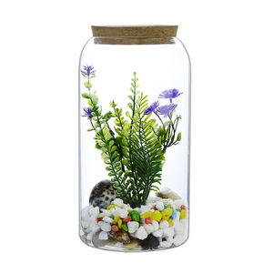 Jarrón <span class=keywords><strong>de</strong></span> botella <span class=keywords><strong>de</strong></span> cristal transparente hecho a mano, terrarios <span class=keywords><strong>de</strong></span> plantas <span class=keywords><strong>con</strong></span> tapa <span class=keywords><strong>de</strong></span> corcho <span class=keywords><strong>con</strong></span> luz Led para decoración <span class=keywords><strong>de</strong></span> Mesa del hogar - Product Image 1