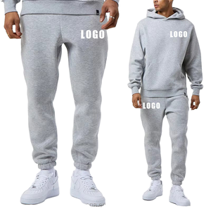 Conjuntos deportivos con logotipo personalizado, conjunto de 2 piezas, sudadera con capucha y pantalones deportivos, grueso, liso, 500 g/m², felpa francesa, algodón, conjunto deportivo extragrande para hombre. - Product Image 1