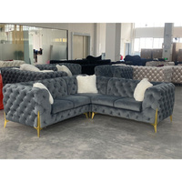 Modernes Chesterfield Schnitts ofa Modernes Leder Samt Deep Seat Couch Wohnzimmer Sofas Königsblau Schnitts ofa Set