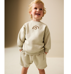 Completo primaverile da bambino a 2 pezzi con stampa <span class=keywords><strong>Smile</strong></span>, felpa e pantaloncini, <span class=keywords><strong>abbigliamento</strong></span> casual per bambini - Product Image 2