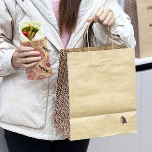 Bolsa de Papel Kraft Personalizada para Comida Rápida, Bolsas Biodegradables para Refrigerios, Material de Papel Ecológico, Impresión de Logotipo Personalizada - Product Image 5