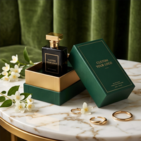 Boîte à parfum de luxe vert forêt, personnalisée avec logo en feuille d'or, insert en mousse de velours, emballage rigide en papier, boîte cadeau pour coffret de parfum