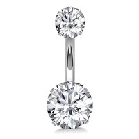 Anneau de nombril transfrontalier pour femme en acier inoxydable avec zircon à quatre griffes, bijoux de piercing à filetage interne, vente en gros