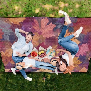 Hawaiian Tropical <b>Leaves</b> Oversized BBQ Blanket Waterproof Picnic Quilted Washable Camping Mat Foldable Picnic Bag - Product Image 5
