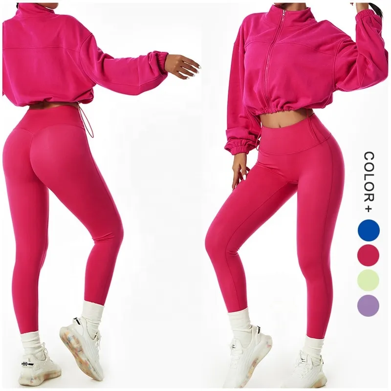 Conjuntos de ropa deportiva para mujer, traje de chándal, chaqueta deportiva, mallas ajustadas para Yoga, gimnasio y Fitness