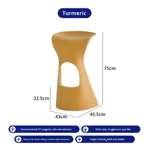 Taburete de <span class=keywords><strong>Bar</strong></span> Nórdico de Plástico PP, Moderno, Minimalista, Apilable, para Exteriores - Product Image 6