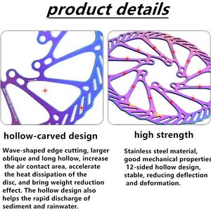 Premium 2-Pack 160/180mm CNC-Juego de rotores de freno de disco de bicicleta mecanizado 12 orificios de disipación de calor de acero inoxidable 6 orificios de aluminio - Product Image 5