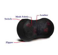 EMOKA EMK-129G Coussin de massage électrique multifonctionnel portable Shiatsu pour le cou et le corps, avec pétrissage, roulement, chauffage, maille PU, minuterie, 30W