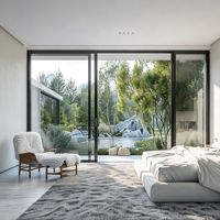 Portes et fenêtres en aluminium à rupture de pont thermique Aomeja, cadre étroit, porte coulissante pleine hauteur pour villas et complexes hôteliers