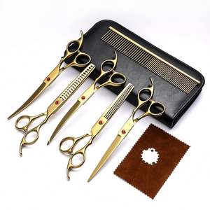 Kit de Tijeras de Peluquería Canina KingHon, con Punta Redonda de Seguridad, de Acero Inoxidable, para Recortar y Adelgazar el Pelo de Mascotas, con Tijeras Rectas y Curvas - Product Image 5