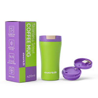 Tasse à café isotherme moderne en acier inoxydable 304 de 420 ml, anti-fuite, écologique, sans BPA, avec poignée, isolation thermique 6-12h