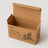 Boîte à thé en carton kraft brun naturel écologique avec logo personnalisé, imprimée, pliable, pour sachets de thé, emballage alimentaire de vente au détail