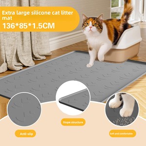 Alfombrilla de Alta Calidad para Arenero de Gatos, Alfombrilla Grande Antideslizante e Impermeable de Silicona para Piso, Fácil de Limpiar - Product Image 1