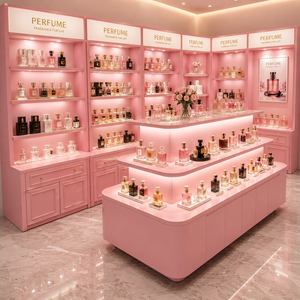 Vitrine de présentation de parfums de luxe rose haut de gamme, multi-niveaux, en <span class=keywords><strong>bois</strong></span> et en verre - Product Image 3