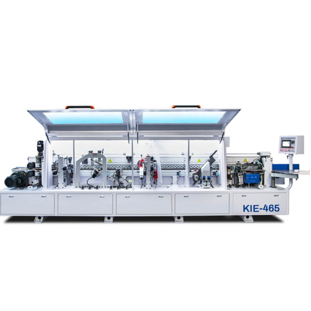 Kie-465 автоматическая машина для изготовления ПВХ кромкооблицовочный станок с угловой фрезерный автоматический кромкооблицовочный станок с склеивания