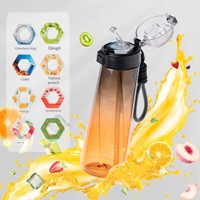 Bouteille d'eau aromatisée Gradient Air avec couvercle pop-up pour dosettes de saveur, paille intégrée, sans sucre, sans calories, parfum fruité, sans BPA