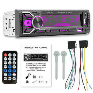 Pemutar MP3 mobil, Din tunggal, Audio mobil BT penerima Stereo AM <span class=keywords><strong>FM</strong></span> RDS Radio USB SD AUX Port kontrol aplikasi pemutar musik mobil - Product Image 1