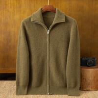 Fabricant de tricots sur mesure pour hommes : Cardigan épais en 100 % cachemire, respirant, anti-plis, séchage rapide, avec fermeture éclair, coupe ample pour l'hiver