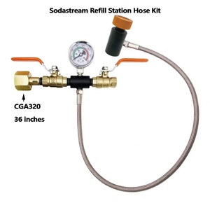 Estación de Recarga de CO2 para Cilindro Carbonatador Sodastream Tr21-4 con Manómetro de 250 Bares, Tubería Trenzada de Acero de 36 Pulgadas - Product Image 5