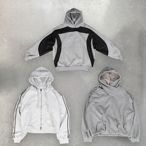 Sweat-shirts à capuche vintage noirs délavés à l'acide avec logo personnalisé OEM, patch appliqué, broderie surdimensionnée, poids lourd, fermeture éclair - Product Image 1