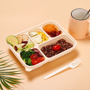 รับพิมพ์ลายตามสั่ง กล่องอาหารชีวภาพย่อยสลายได้ทรงสี่เหลี่ยมทำจากแป้งข้าวโพด แบบ 3 4 5 6 ช่อง สำหรับใส่อาหารกลับบ้าน - Product Image 4