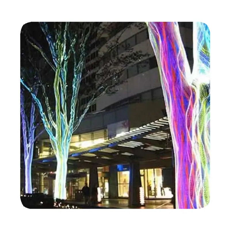 شبكة إضاءة ليد جديدة من الألياف الضوئية مضادة للماء للاستخدام في الهواء الطلق مصباح شجرة الحياة إضاءة المناظر الطبيعية ديكورات العطلات ألوان Rgb بالحديقة بألوان كاملة L