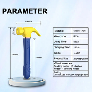 Marteau G Spot Clitoris Sucer Vibrateur Adult Sex Toys pour Femme, Vibrateurs de gode anal pulsant, Masseurs de Prostate étanches - Product Image 5