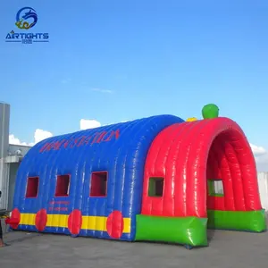 中国制造商为聚会或活动定制充气火车站彩色充气隧道帐篷