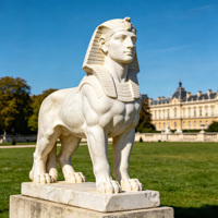 Statue de Sphinx en marbre blanc sculptée à la main, sculpture égyptienne en pierre naturelle pour la décoration de jardin extérieur