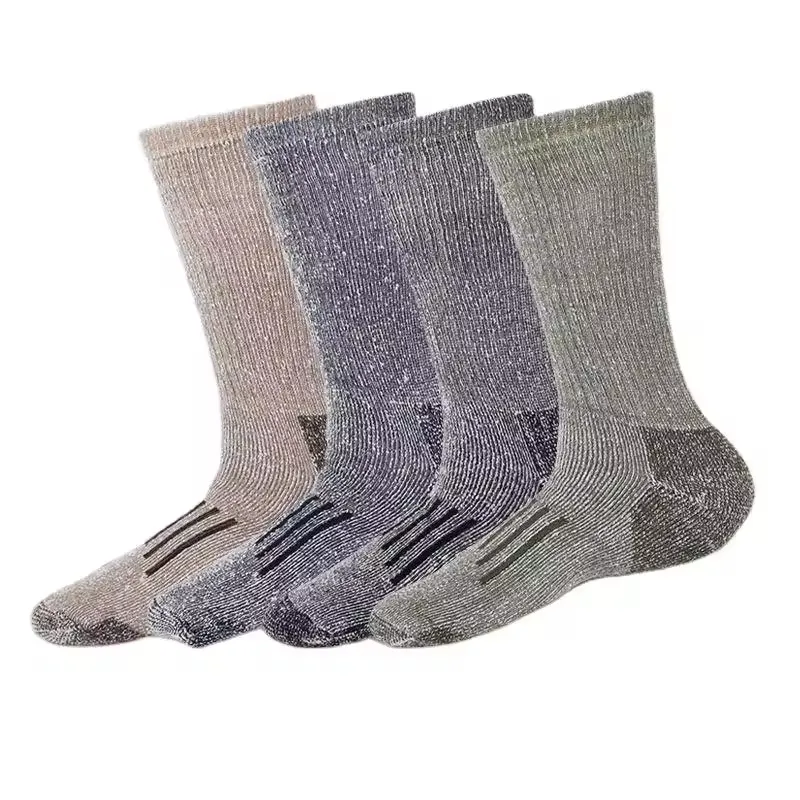 Custom Cushioned Trekking Sport Hiking Socks Unisex Thick Winter Non-Binding Cuff Wool Socks