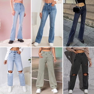 Pantalones <span class=keywords><strong>Vaqueros</strong></span> Elásticos de Algodón de Alta Calidad para Mujer en Color Sólido, Transpirables, Gran Stock, Moda Casual, Directo de China - Product Image 1