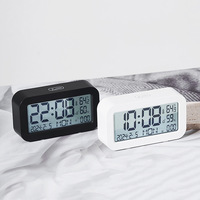 Jam Alarm LCD Multifungsi Jam Tangan Pelajar Persegi Bertenaga Baterai Sederhana Sentuh Layar Fase Bulan Bercahaya Jam 24 Jam