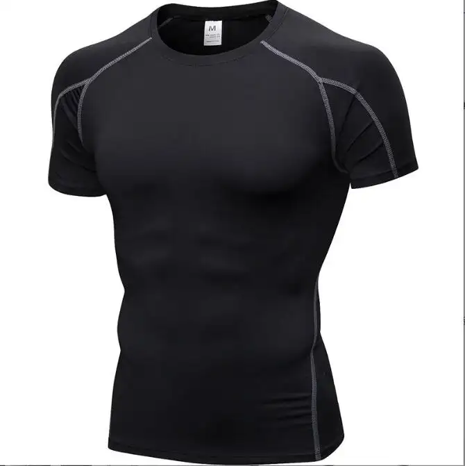 wholesale Men's Compression Shirts Short Sleeve athletic sports gym top clothes running Cool Dry Workout t shirts for men