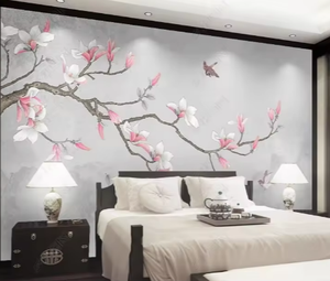 Personalizado HD clásico <span class=keywords><strong>pintado</strong></span> a mano Magnolia flor pájaro volador sala de estar dormitorio Fondo impreso <span class=keywords><strong>papel</strong></span> tapiz - Product Image 2