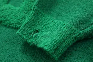 AiNear benutzer definierte Logo Herren flauschigen Pullover mit Rundhals ausschnitt Pullover Polyester 3d Brief Jacquard Herren Strick pullover