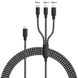 Cable <span class=keywords><strong>USB</strong></span> C de nailon trenzado de 6 pies, cable de cargador múltiple con puerto <span class=keywords><strong>Micro</strong></span> e IP tipo C para <span class=keywords><strong>iPhone</strong></span> 16/15, cable de carga - Product Image 1